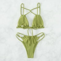 Ženska podijeljena tijela čvrsta boja seksi halter bikini kupaći kostimi zeleni s