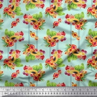 Soimoi Velvet Tkaninski Flowers & Mi Fruits ispisana zanatska tkanina od dvorišta široko