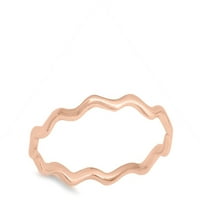 Rose Gold-Tone Wave Zig Zag Spuštanje tankog prstena Sterling Srebrna traka nakita Ženska muško veličine 5