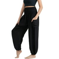 Ženske udobne boho hlače labave joge hlače hipi pidžama Lounge Boho Pajama Hlače Black M