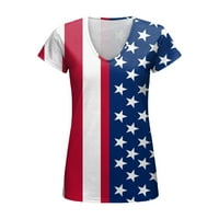 Dan nezavisnosti tiskani majice Žene V-izrez Dnevno ljetne vrhove Amerikanac 4. jula Kratki rukav Košulje