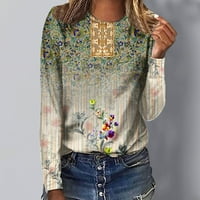 Ženska jesena moda, ženski vrhovi, dugi rukav casual cvjetni print top crewneck bluza majica The The