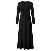 Lroplie Crne haljine za žene skelet s dugim rukavima Soild Party Elegantne casual modne večernje zabave