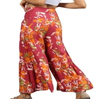 Voguele Dame Loungeweb cvjetni pantalone široke noge Palazzo pant na plaži dno ruched pantalone fkbd