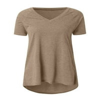 Ženska majica kratkih rukava plus veličina vrhova Ležerne prilike V izrez Tunika labava bluza