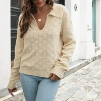 Duks GUZOM za žene u prodaji - džemperi za žene Trendy Patchwork Loose vrhovi novi dolasci Bež veličine