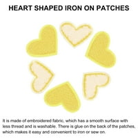 Iron u obliku srca na zakrpama svijetlo žuto vezeno šivanje na ljubavi Applique Pack
