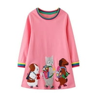 Djevojke toddlere oblače dugih rukava za životinje sa nazivom Pleased sunduress za ležerne suknje casual midi haljina veličine do ljetne djevojke odjeću