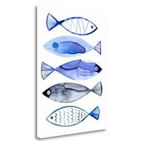Tangletown likovna umjetnost Retro riba vodkolor slikanje ispisa na zamotanom platnu