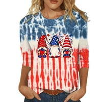 -8jcud prevelika letnju casual bluza Četvrta jula Košulja Žene rukave Nezavisnosti Dnevne majice Modni