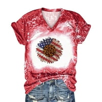 Giligiliso Povratak na školu Formalna ženska krpa prodaja 4. jula Novi dolazak SAD Zastava Dame Top Modna casual labava bluza Ispis V izrez Majica Majica Bluza Tee