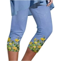 Dadaria gamaše za žene modne žene elastični struk joga sport cvjetni ispis hlače gamaše obrezane hlače