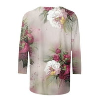 Ženske vintage boho tuničke vrhove, rukav Crew vrat slatke košulje cvjetno print casual majica plus