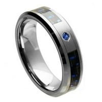 Prilagođeni personalizirani graviranje vjenčanog prstena za vjenčanje za njega i njezine crne i plave karbonske vlakne