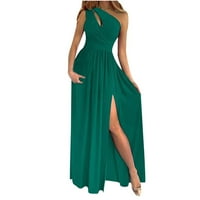 Ženska suknja Asimetrična ležerna ručna zabava bez rukava bez rukava Elegantne ručne haljine za žene Zelene S-6XL