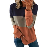 Plus veličine za žene jesen zimske casual crewneck dugih rukava dugim rukavima modni pulover narančasti