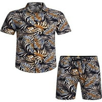 Caitzr muške tiskane majice Havajski setovi casual gumb niz majicu kratkih rukava + kratke hlače Ljeto
