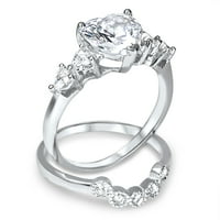 Njegova je njena srebrna CZ srčani bridalni vjenčani zaručni prsten za angažman ga je postavio titanijum