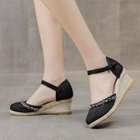 Ženske dame modne ležerne prilike čvrste otvorene platforme sa sandale cipele za plažu crna 6.14260