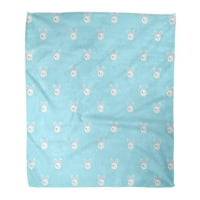 Flannel baca pokrivač sažetak zečjeg uzorka na plavoj prekrasnoj rođendanskoj grani meka za kauč na