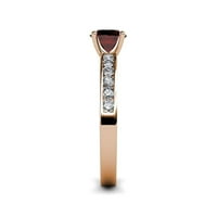 Red Garnet i dijamantni zaručnički prsten 1. Carat TW u 14k Rose Gold.Size 6.0