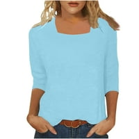Ganfancp dužine rukava plus veličine za žene modni kvadratni vrat čvrsti casual udobne puloverske bluze