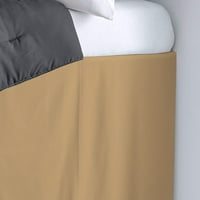 Dorm Soba Sim suknja - College dvostruki ton spavaća suknja - Dvosovni dvosteljici - ekstra dugačka spavaća soba suknja - Egipatska pamučna dva tonska posteljina - Twin-XL - 44 Drop, taupe