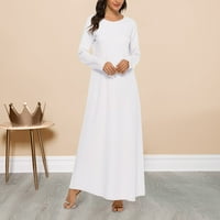 Knqrhpse casual haljine za žene Ženske ležerne haljine Abaya Dugi rukav dreševi ispod haljine Bijele