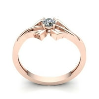 Prirodno 0.33carat Round Cut Diamond Dame Bridal Solitaire Godišnji zaručni prsten Čvrsti 18K ruža,