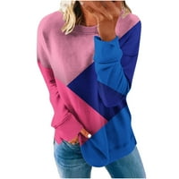 Jeseni džemperi za žene Modni labavi fit boja Patchwork dugih rukava pulover Crewneck dukseri na klirensu
