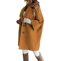 Ženski ovratnik začepljene ovratnike sa dvostrukim kaputom zimska vuna mješavina preko kaputa dugačkih jakna