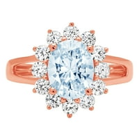 2.72ct ovalni rez plavi simulirani dijamant 18k ružičasti ružičasti zlato graviranje izjava svadbeni