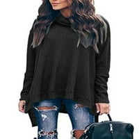 Ležerni nepravilni visoki džemper s niskim rukom Tunic Jumper Bluza za žene za žene dugih rukava pulover Turtleneck dukseri