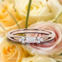 Klasični minimalistički 1. Carat baguette CUT morgatit i dijamantni prsten za angažman, Split Shank vjenčani prsten u 10K čvrstog ruža zlata, poklon za njene, obećavaju prsten, oblogom