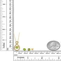 Gem Stone King 2. CT Zeleni peridot 18K žuti pozlaćeni srebro privjesak i naušnice Nakit set