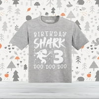 Shop4Ever 3rd rođendan SHARK doo doo doo doo Toddler's Pamučna majica 4T Heather Grey