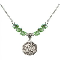 Rodijumska ogrlica sa zelenim kolovozom mjeseca rođenja kamene perle i Gospe od dragocjenog krvnog šarma
