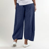 JTCKARPU casual pantalone pamučne posteljine hlače žene sa džepovima casual casual elastične strugove