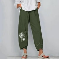 Ženske ljetne casual labave pamučne i posteljine vezene hlače široke noge pune dužine hlače boho pantalone
