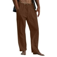 Iopqo casual pantalone za muškarce muške casual čvrste pantne pantne duljine labave pant gumb džepni