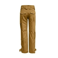 Binmer Hlače za žene Solid pantalone hipi pank pantalone Streetwear Jogger džepni labavi kombinezoni duge hlače Khaki XXXXL