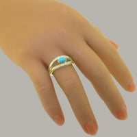 Britanci napravio 9k žuto zlato stvarno istinsko tirkizni i kubni cirkonijski ženski prsten - Veličina