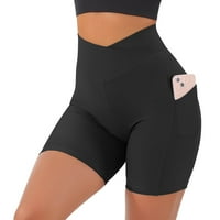 PXIAKGY joga kratke hlače za žene V biciklističke strugove strukske kratke hlače za dizanje žena vježba