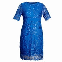 Absuyy ljetne haljine Vintage Crewneck kratki rukav zavoj s kratkim rukavima Retro Party haljine plave