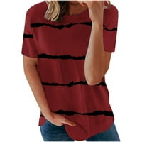 Plus size za žene Modne ugodne ležerne košulje s kratkim rukavima za ispis kratkih rukava, crvena, m
