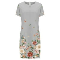 Haljina kratkih rukava modna ženska ljetna casual kratki rukav V-izrez cvjetni ispisani haljina