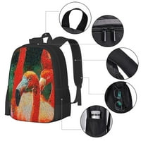 Putnički ruksak za laptop za školski rad, crvena flamingo ilustracija Veliki kapacitet Bookbag Putni