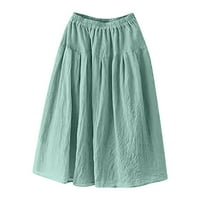 Zunfeo suknje za žene Trendy ljetne elastične visokog struka Ležerne prilike pamučne posteljine A-line