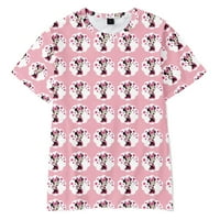Mickey i Minnie Mouse Smiješni grafički grafički grafički kratki rukav izrez opuštena fit majica Majica