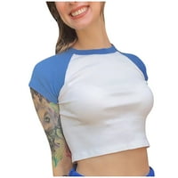 Ženska majica za vrat za posadu modni casual kratki rukav Ladieshort Bluze s bluzom s